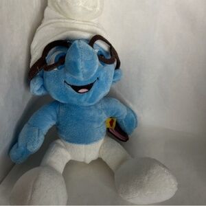 Build-A-Bear Blue Brainy Smurf w/Book Plush The Smurfs Movie Stuffed Animal